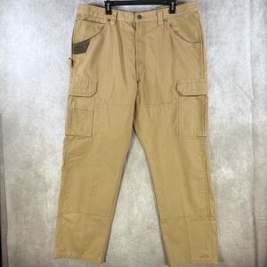 Wrangler Workwear Pants Men 40x32 Khaki Brown Cargo Rugged‎ Construction Utility